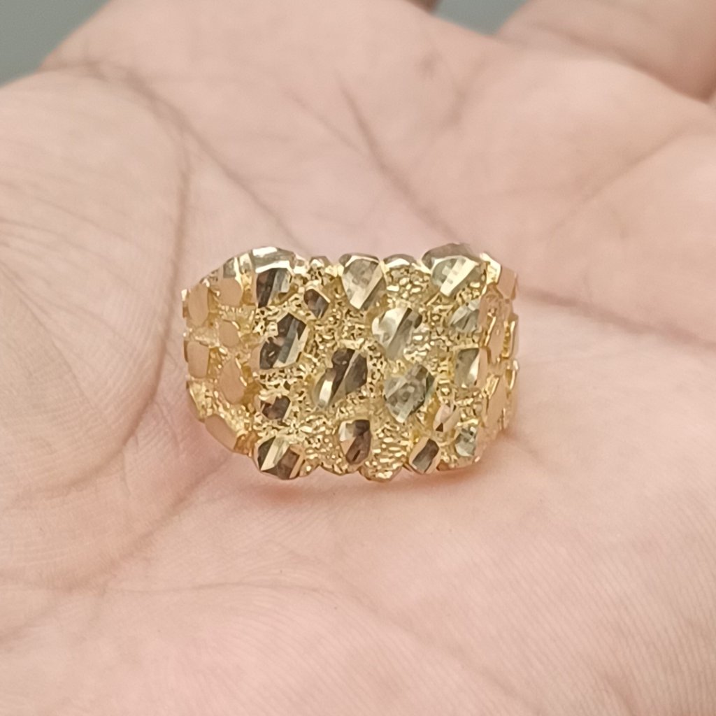 10kt Solid Gold Nugget Ring For Men 10.5